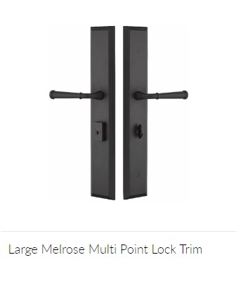 Large Melrose Multi-Point Lock Trim A photo of an Emtek multi-point lock in matte black.