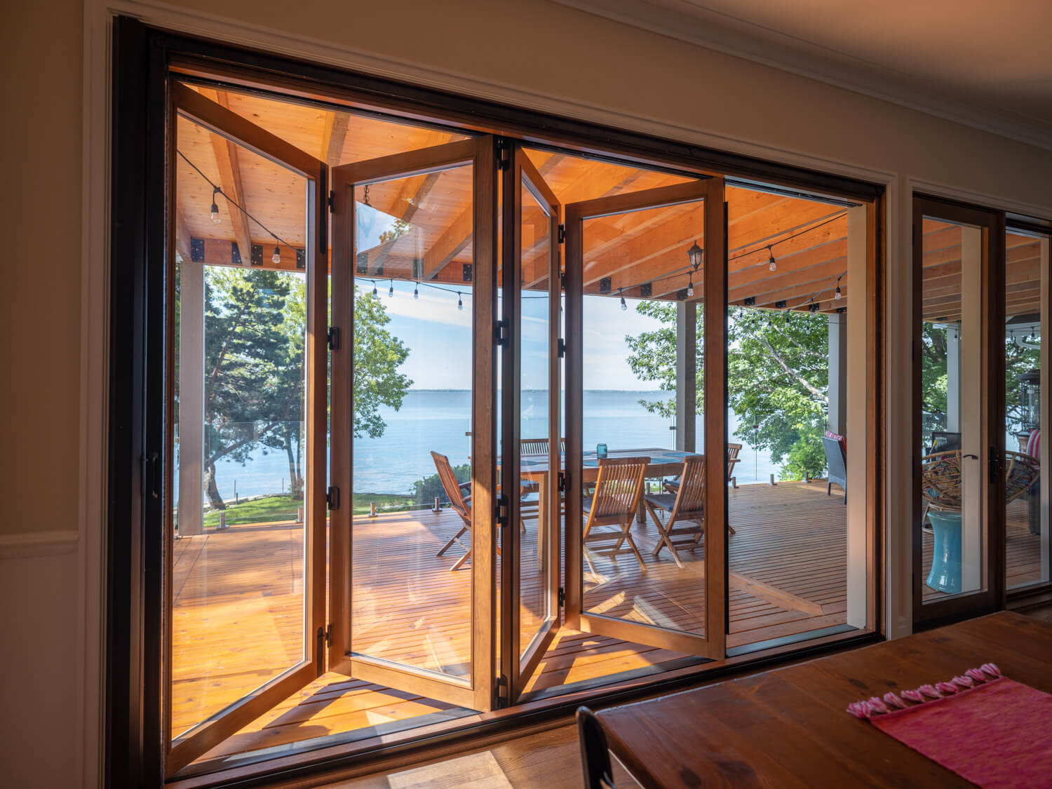 Folding wooden patio doors